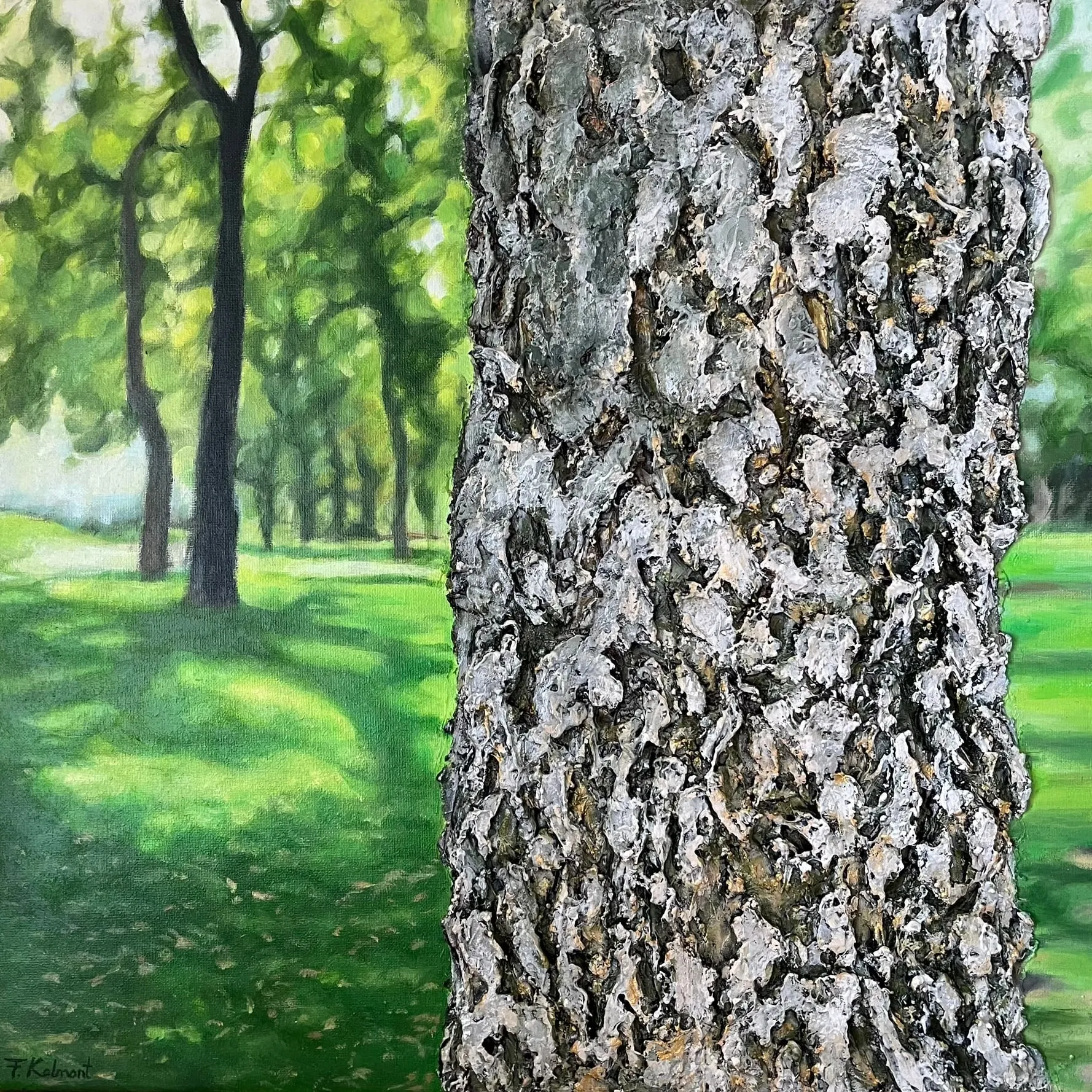 Beautiful Cracks, acrylic and mixed media painting by Fruzsina Kolmont